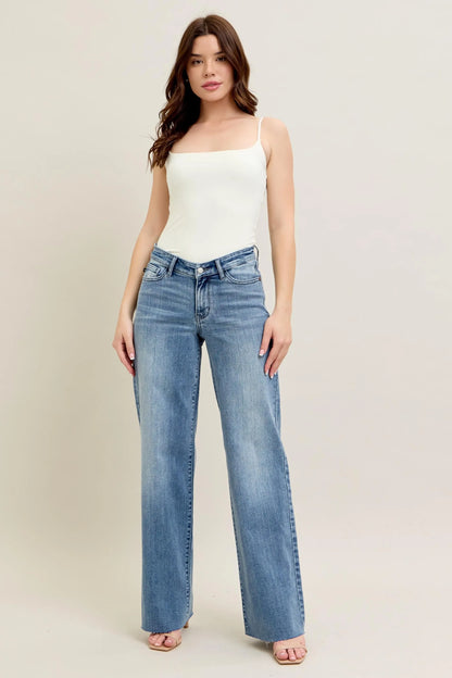 Judy Blue Full Size V - Front Baggy Jeans Plus Size - Premium Women / Jeans & Denim from Trendsi - Just $72.99! Shop now at Handbags Specialist Headquarter