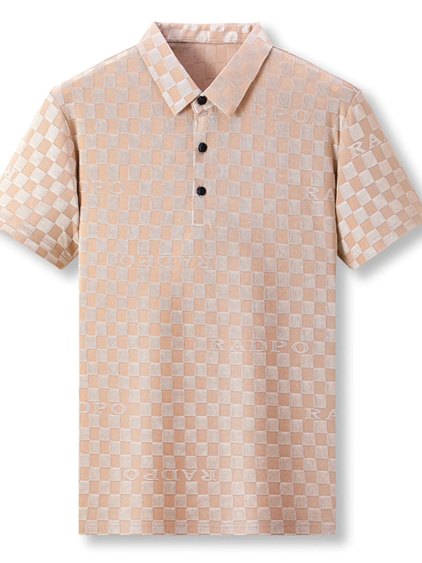 Men's Plus Size Checkered Pattern Short Sleeve Casual Polo Shirt - Premium Men's Polo shirt from Trendsi - Just $35.99! Shop now at Handbags Specialist Headquarter