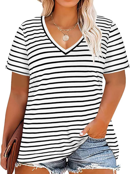 Floral V - Neck Plus Size Tunic Tops for Women - Handbags Specialist Headquarter