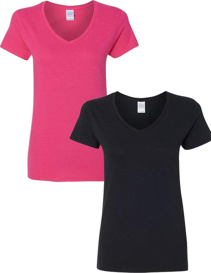 Gildan V - Neck Cotton Tee Duo for Women - Handbags Specialist Headquarter