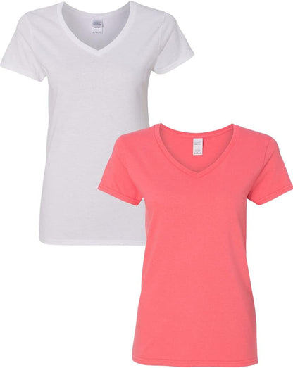 Gildan V - Neck Cotton Tee Duo for Women - Handbags Specialist Headquarter