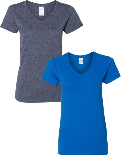 Gildan V - Neck Cotton Tee Duo for Women - Handbags Specialist Headquarter
