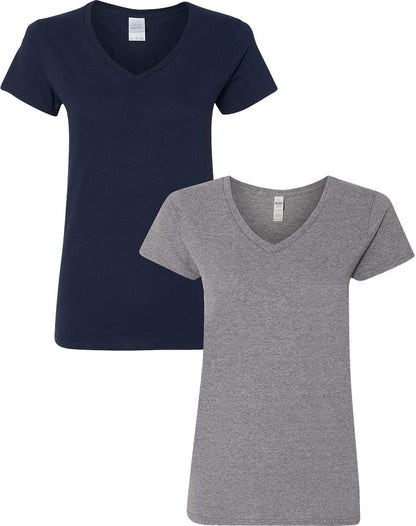 Gildan V - Neck Cotton Tee Duo for Women - Handbags Specialist Headquarter