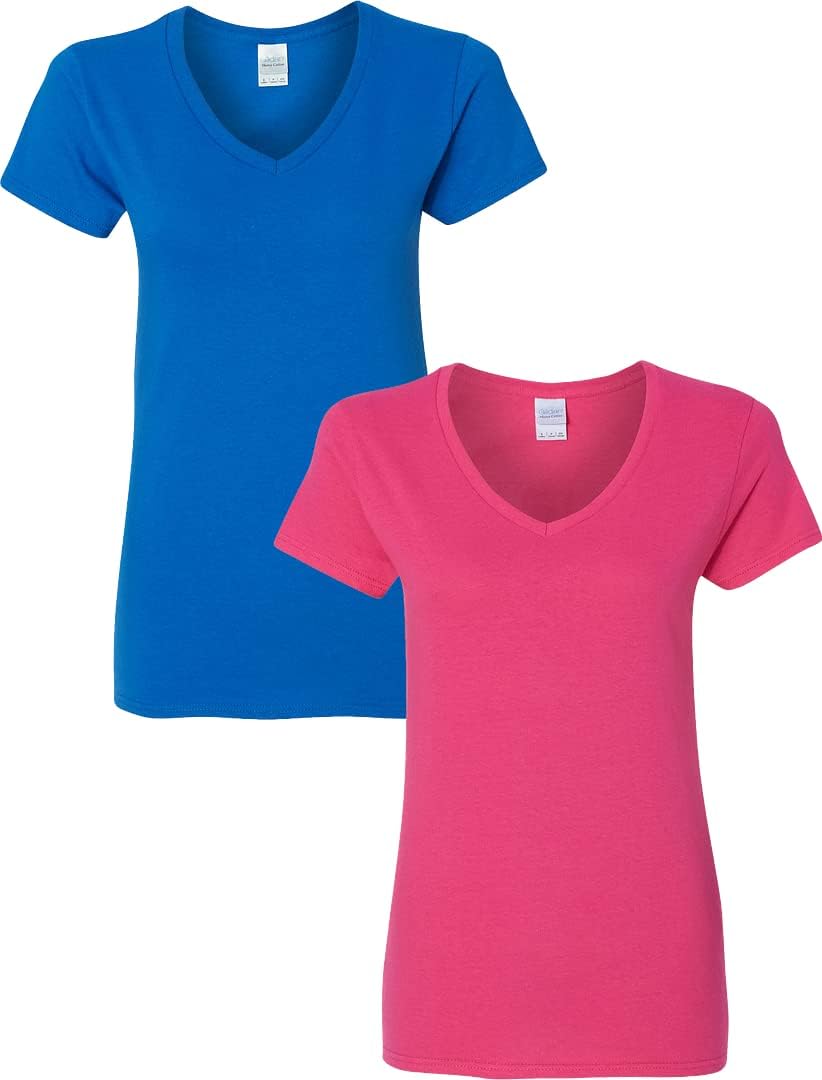 Gildan V - Neck Cotton Tee Duo for Women - Handbags Specialist Headquarter