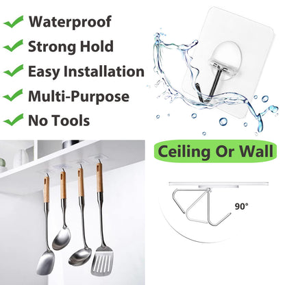 Heavy Duty Transparent Wall Hooks - 8 Pack - Handbags Specialist Headquarter