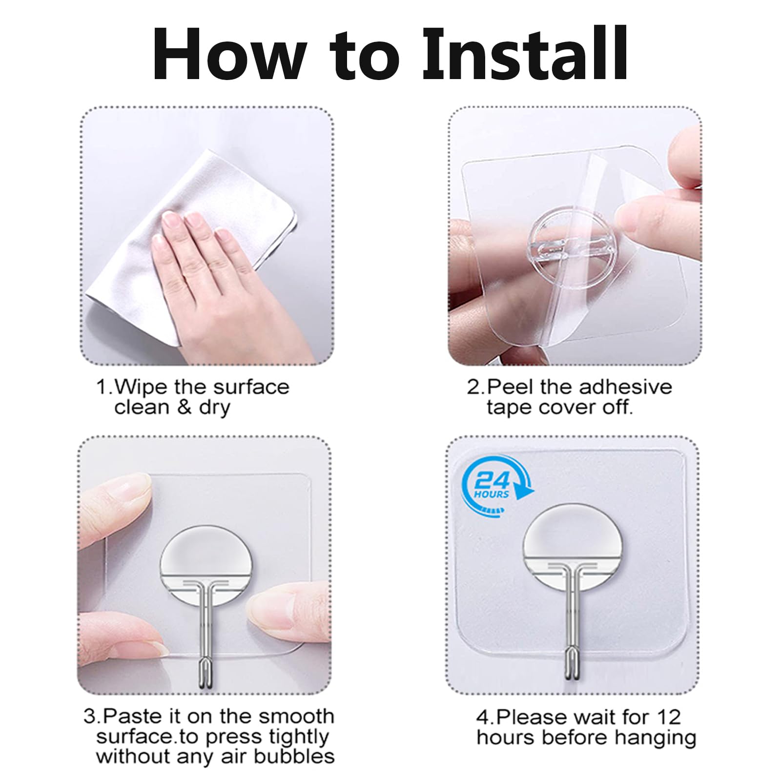 Heavy Duty Transparent Wall Hooks - 8 Pack - Handbags Specialist Headquarter