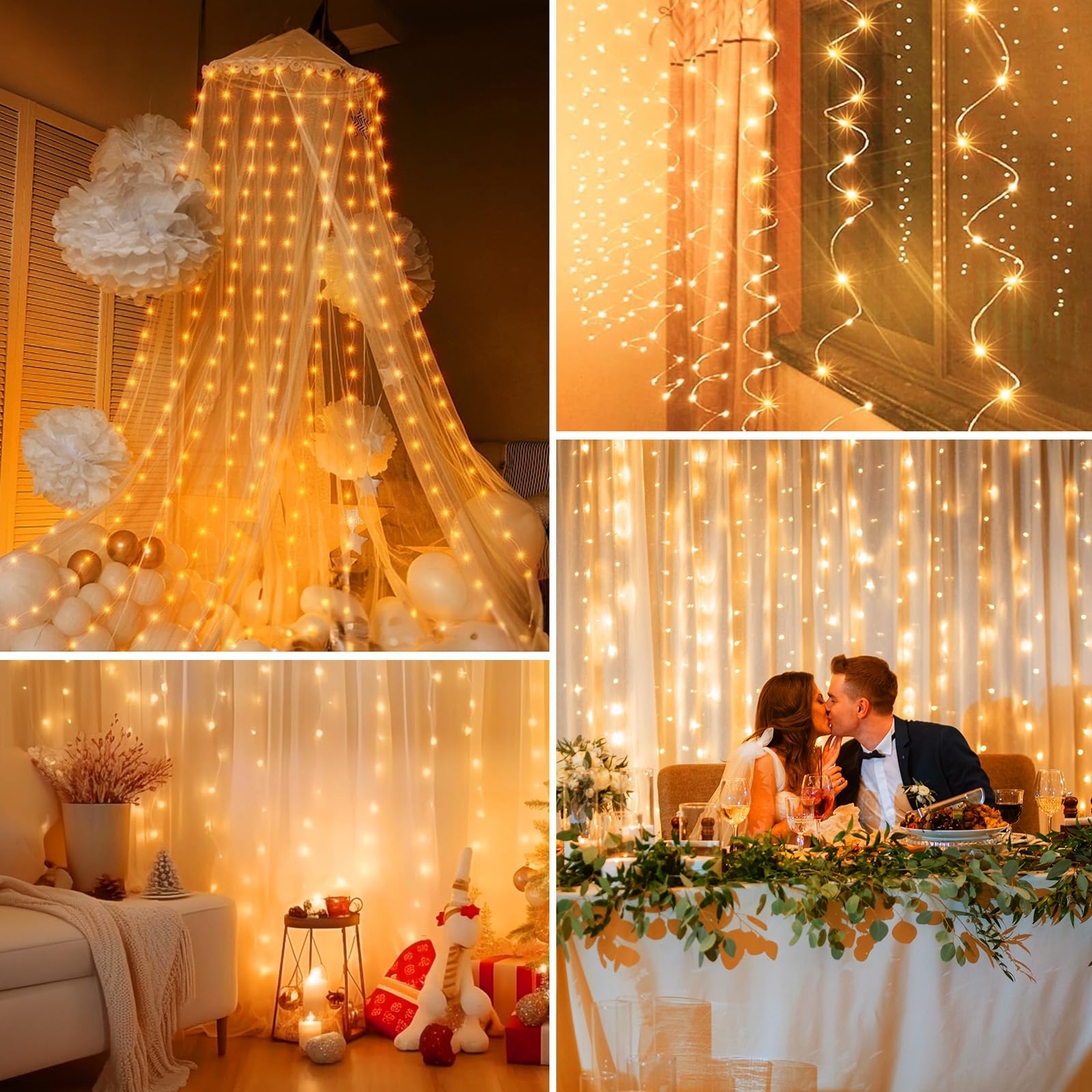 Minetom 300 LED Dimmable Fairy Curtain Lights - Handbags Specialist Headquarter