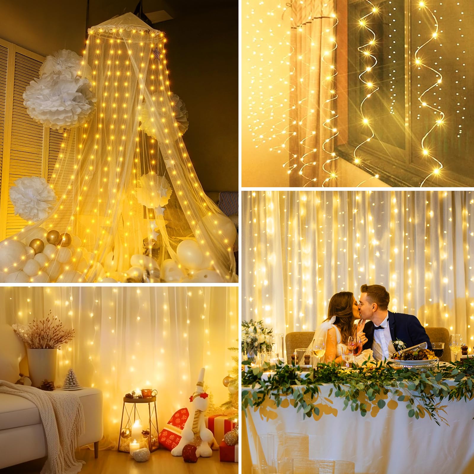 Minetom 300 LED Dimmable Fairy Curtain Lights - Handbags Specialist Headquarter