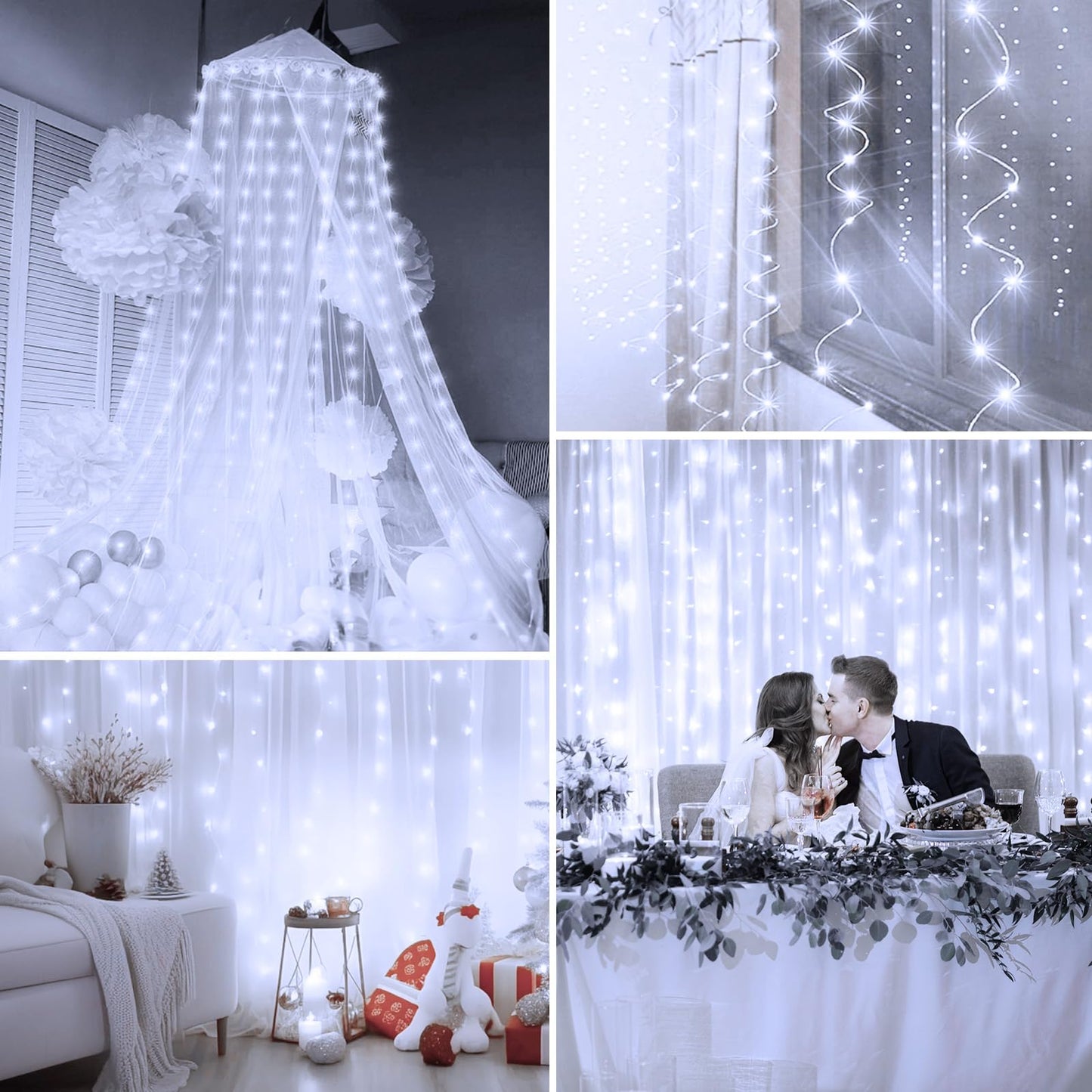 Minetom 300 LED Dimmable Fairy Curtain Lights - Handbags Specialist Headquarter