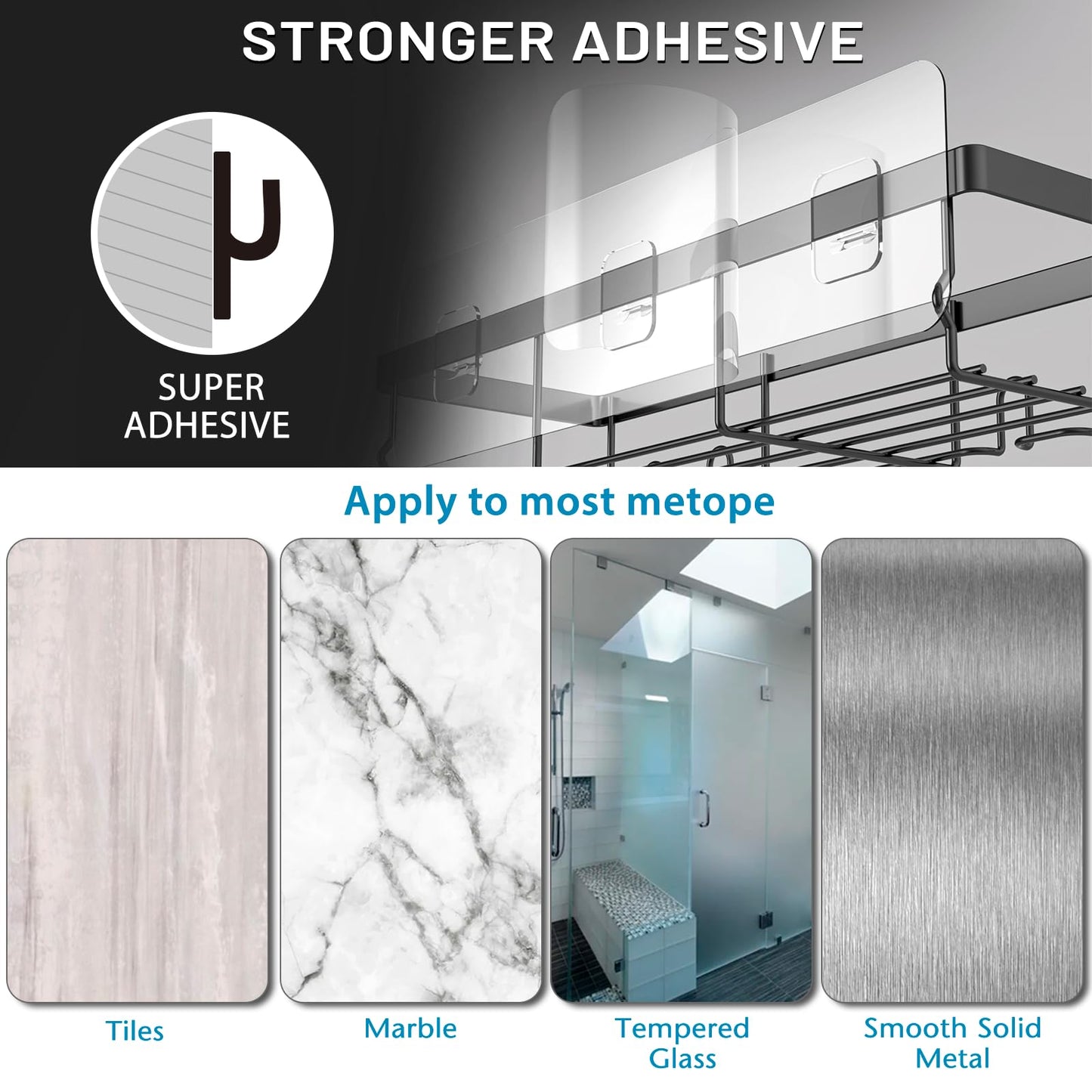 Moforoco Adhesive Shower Caddy Shelf Organizer - Handbags Specialist Headquarter