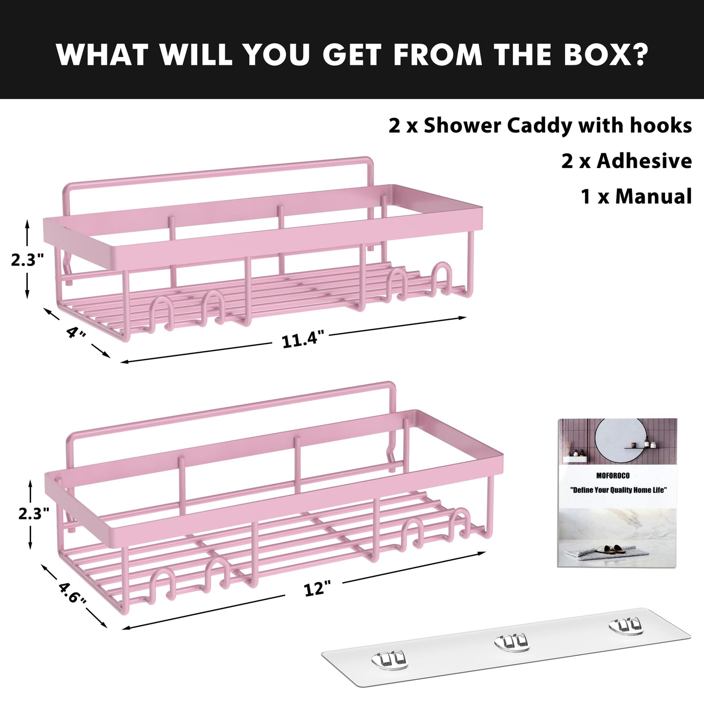 Moforoco Adhesive Shower Caddy Shelf Organizer - Handbags Specialist Headquarter