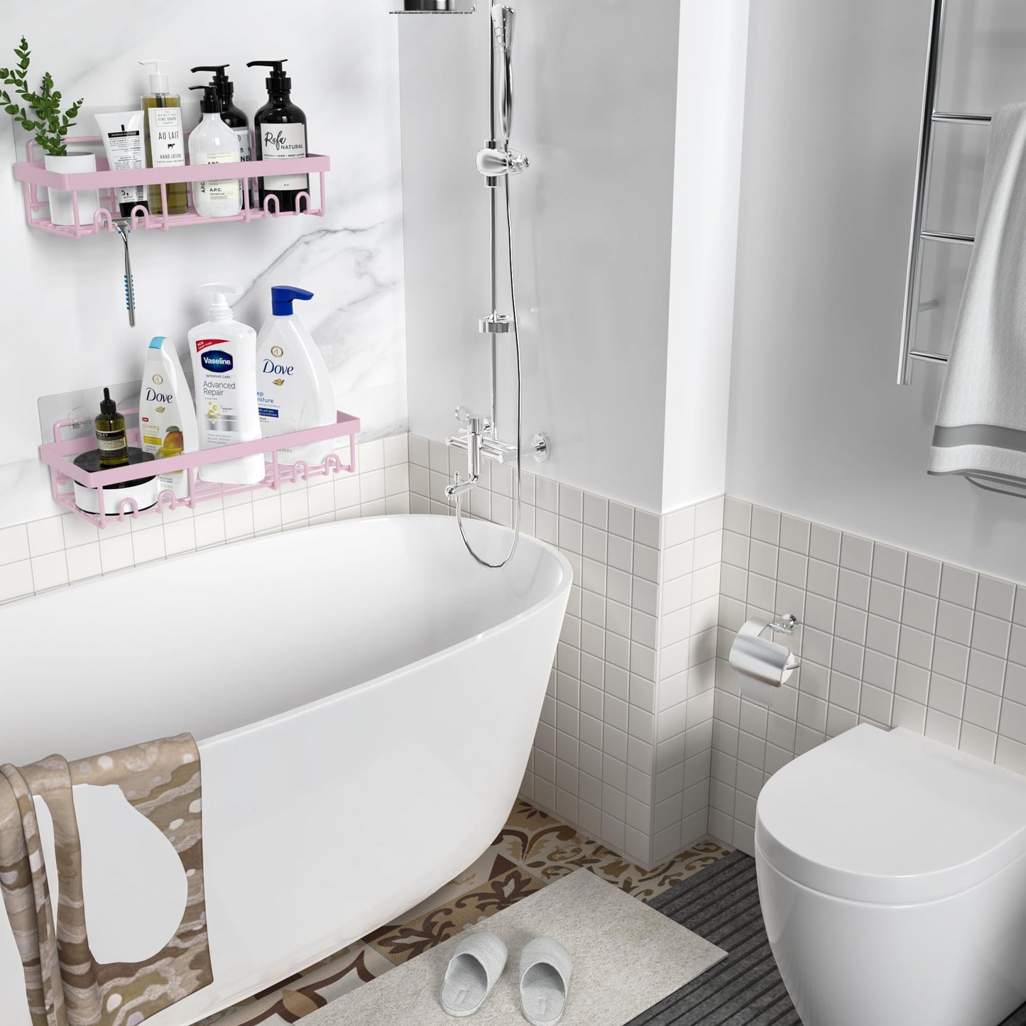 Moforoco Adhesive Shower Caddy Shelf Organizer - Handbags Specialist Headquarter