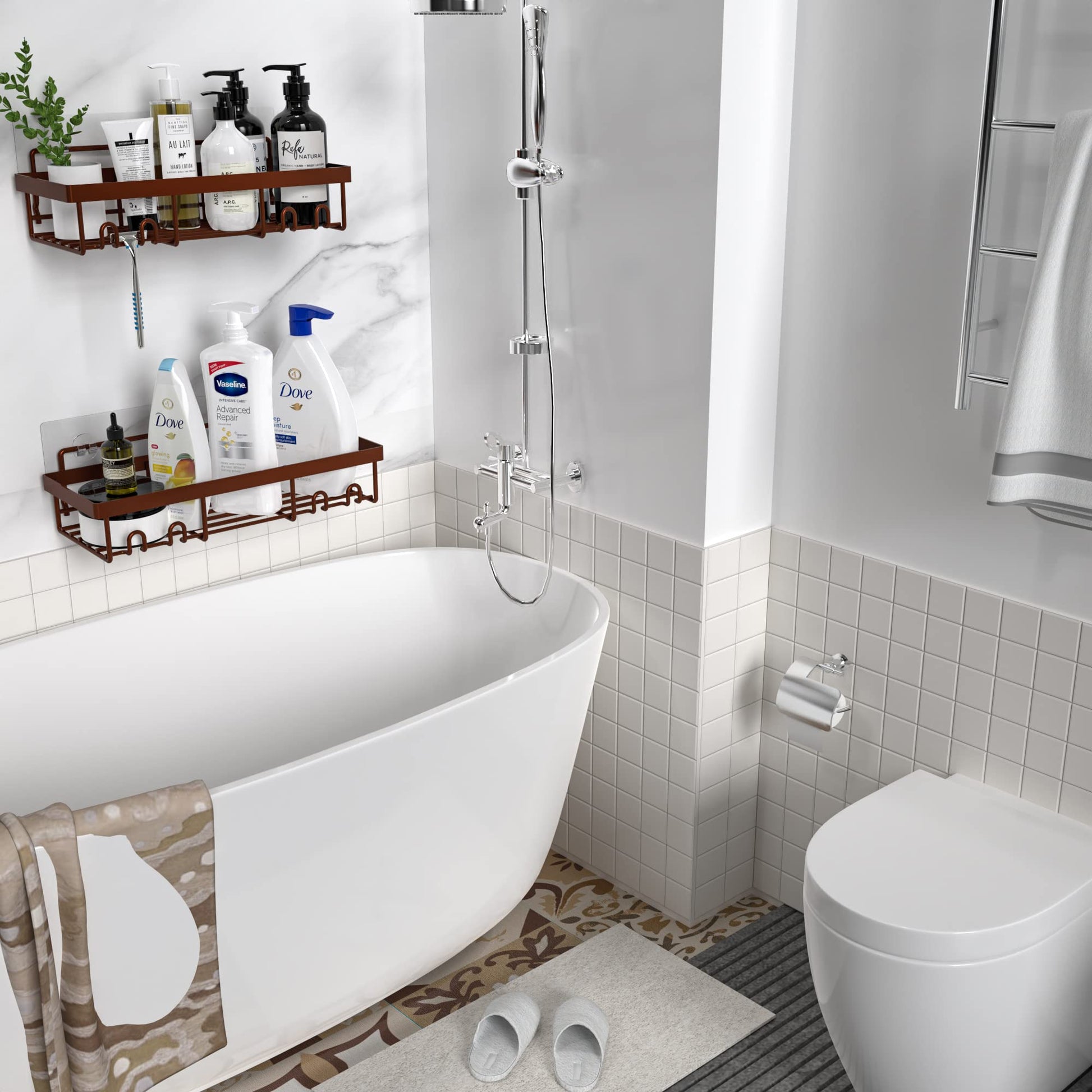 Moforoco Adhesive Shower Caddy Shelf Organizer - Handbags Specialist Headquarter