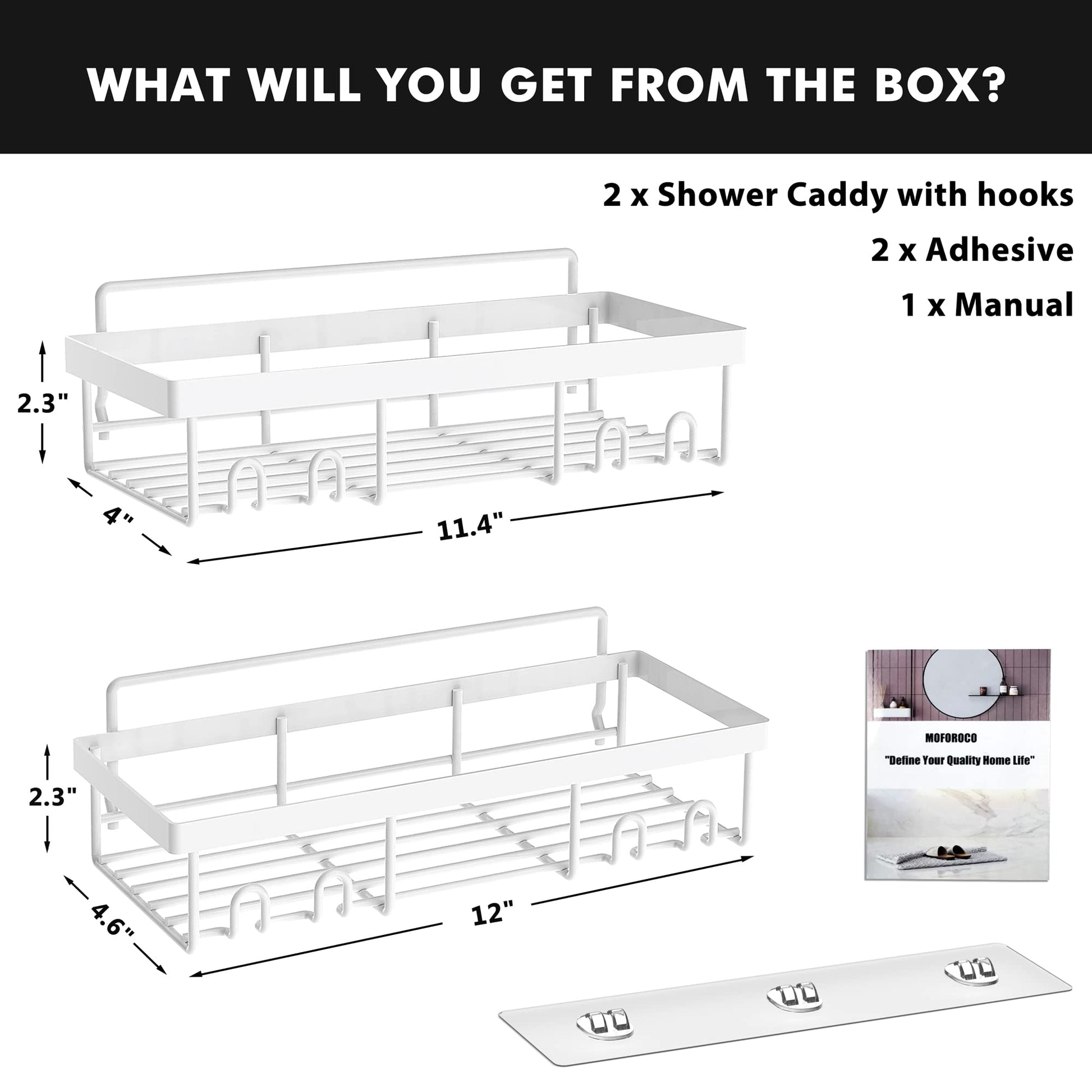 Moforoco Adhesive Shower Caddy Shelf Organizer - Handbags Specialist Headquarter