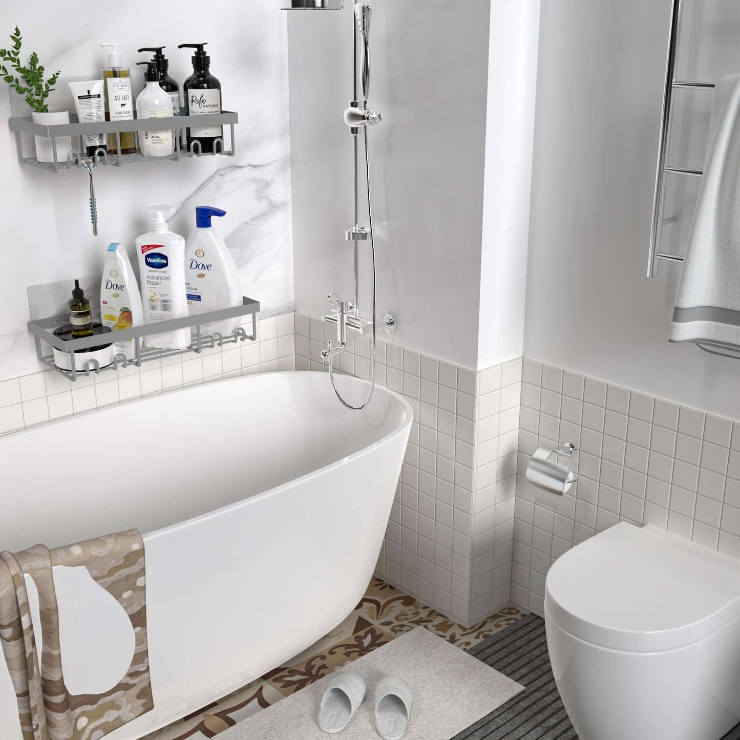 Moforoco Adhesive Shower Caddy Shelf Organizer - Handbags Specialist Headquarter