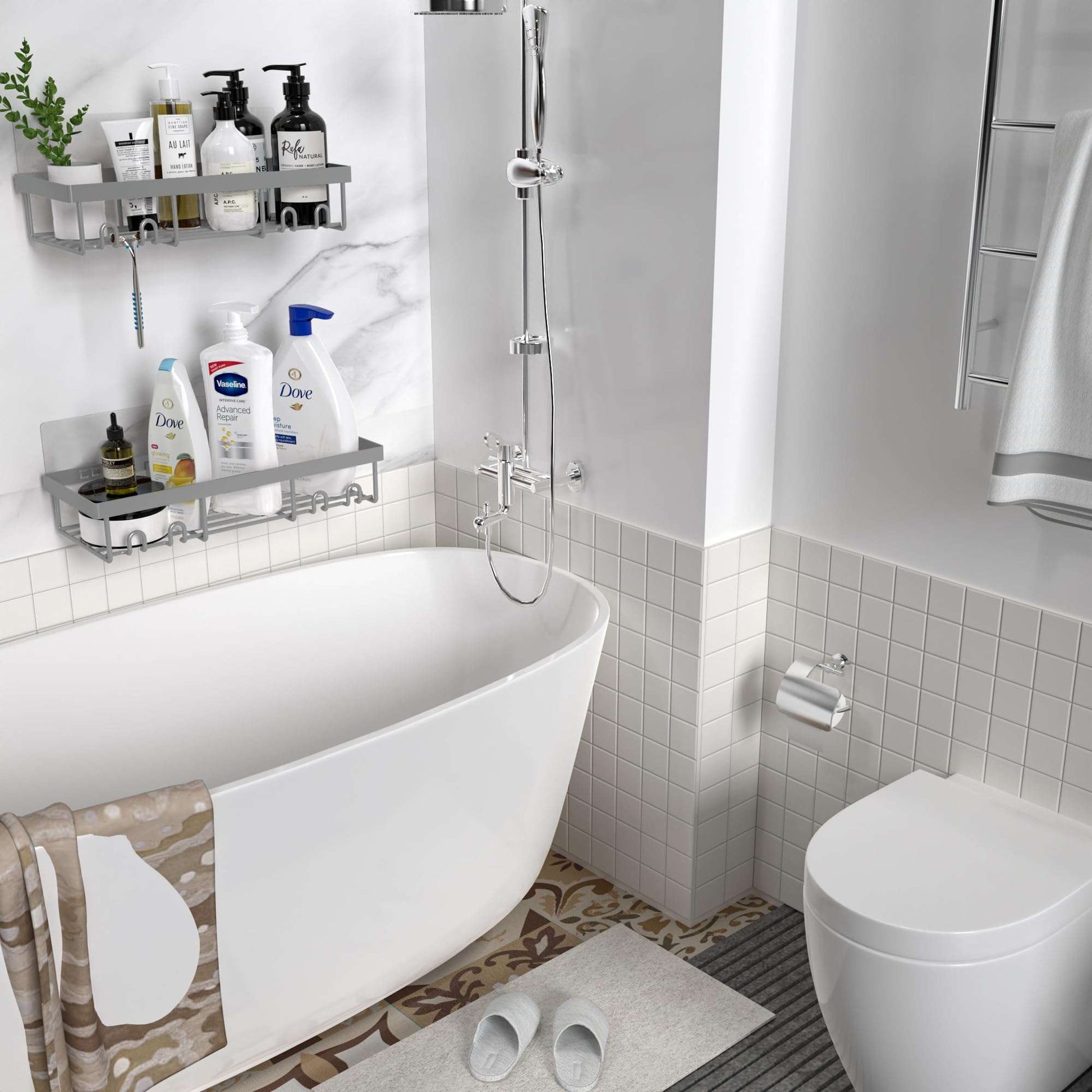 Moforoco Adhesive Shower Caddy Shelf Organizer - Handbags Specialist Headquarter