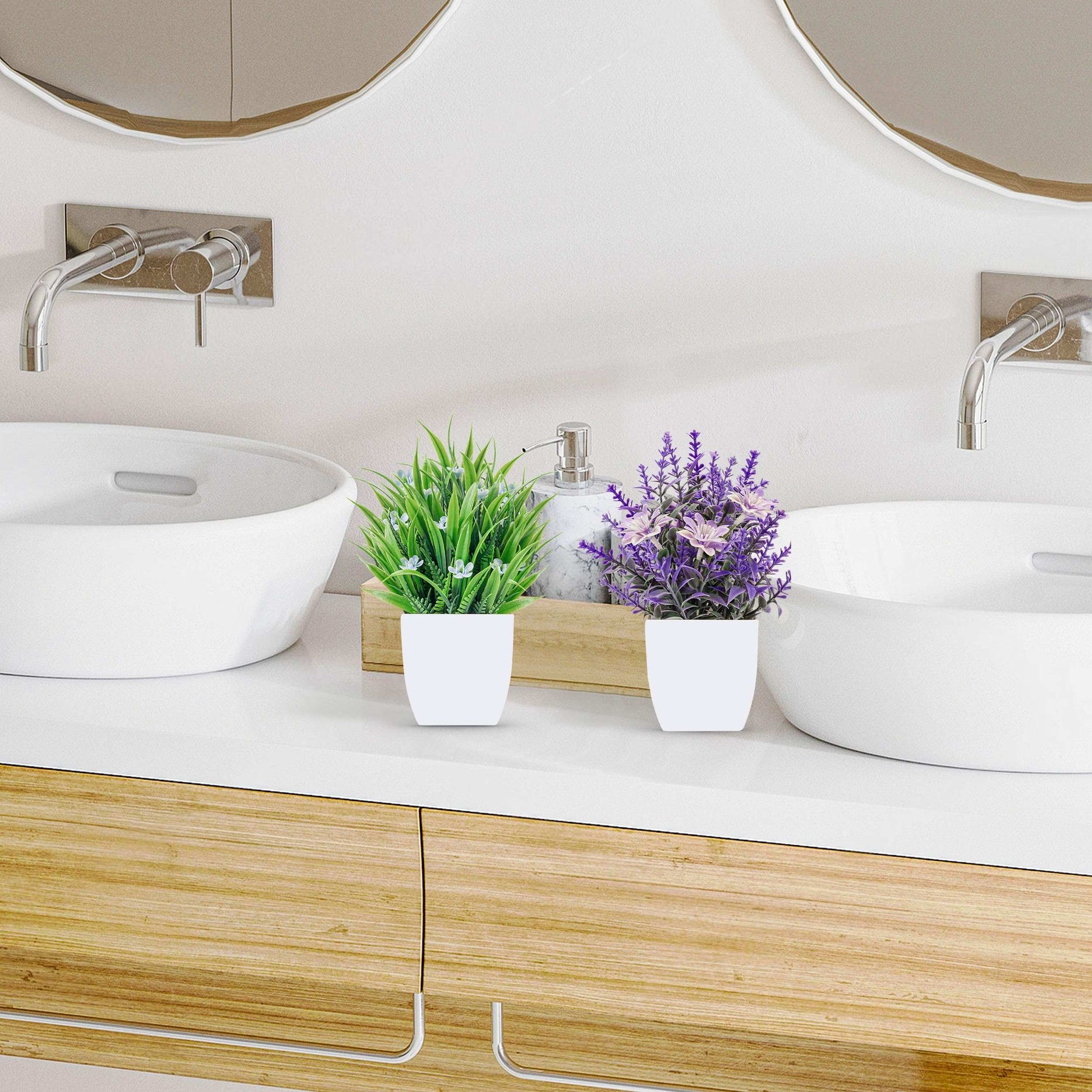 Rose Mini Potted Faux Plants - 2 Pack Decor - Handbags Specialist Headquarter