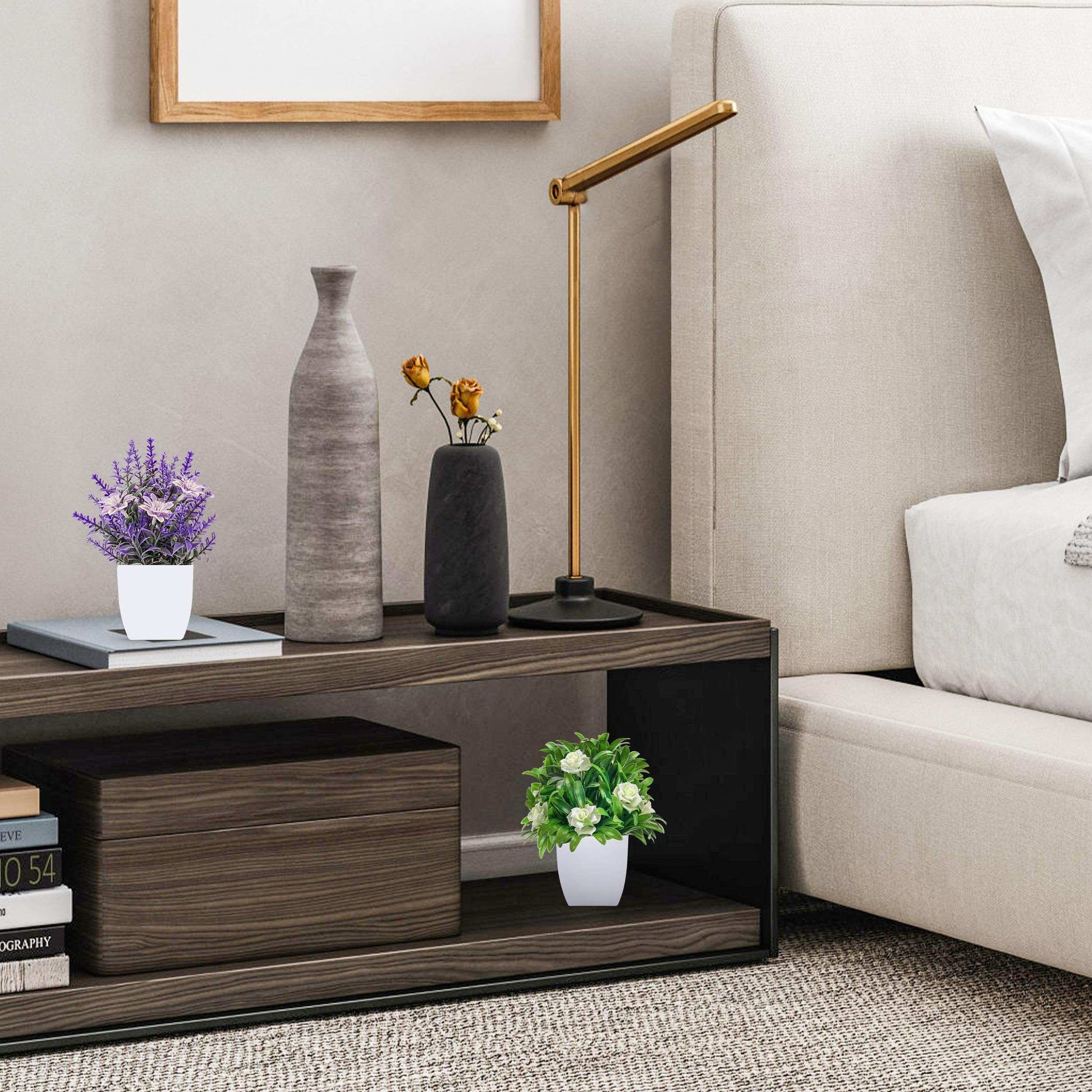 Rose Mini Potted Faux Plants - 2 Pack Decor - Handbags Specialist Headquarter