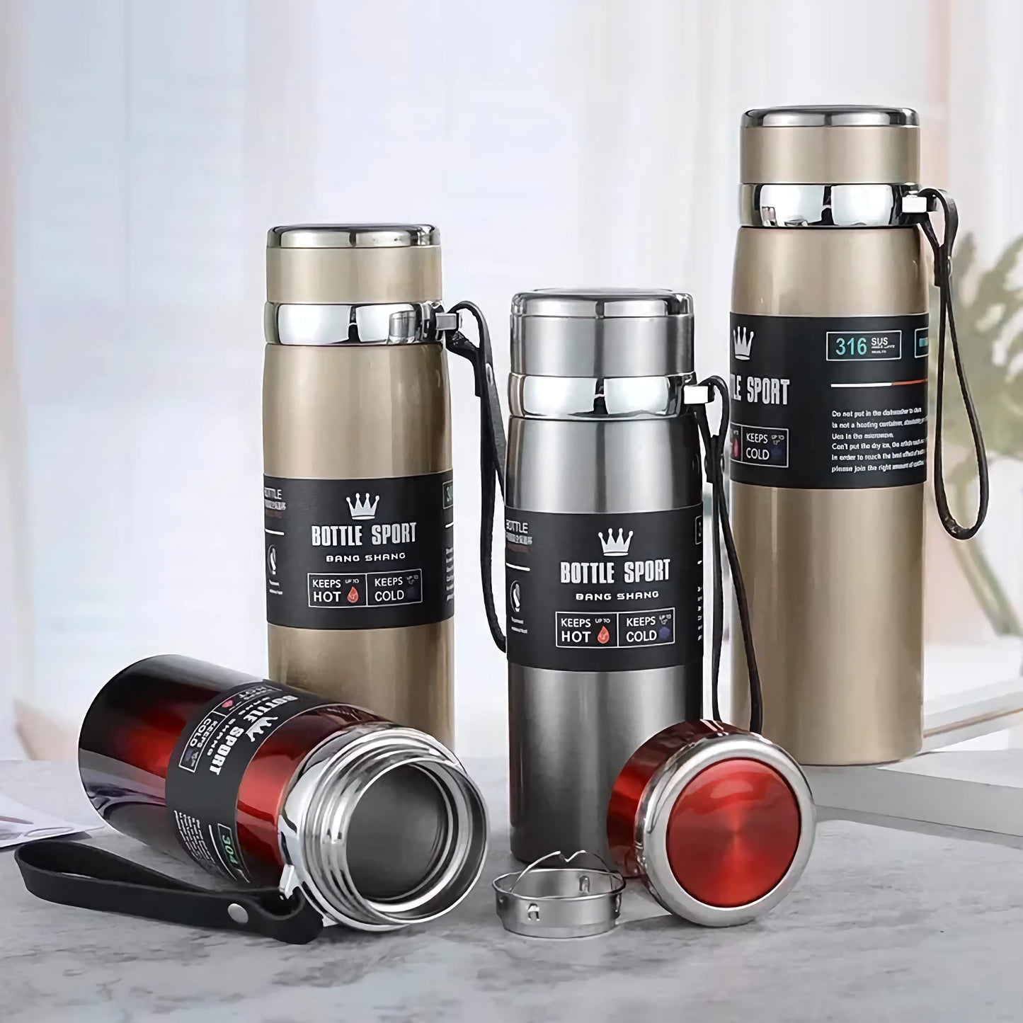 1L Thermal Water Bottle Keep Cold and Hot Water Bottle Thermos for Coffee Tea Vacuum Flasks Stainless Steel Thermos Bottle